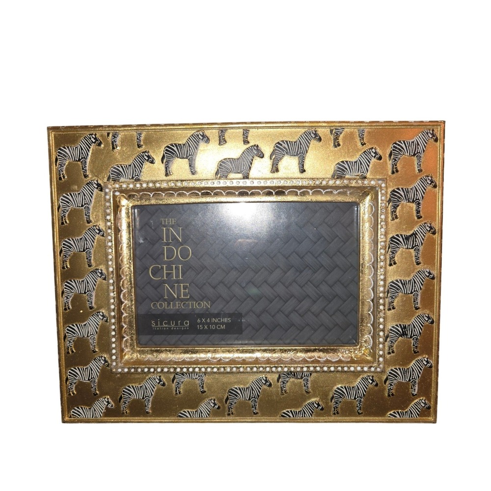 Sicura Photo Frame 4x6 Gold Zebra Indochine Collection Italian Design